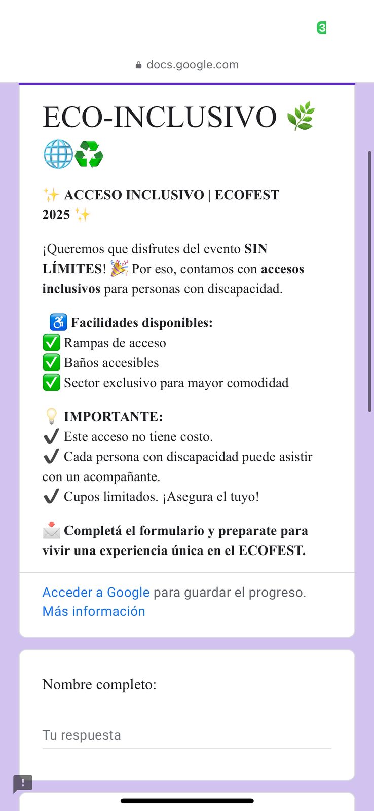 Personas con discapacidad tendrán sector exclusivo en el Ecofest